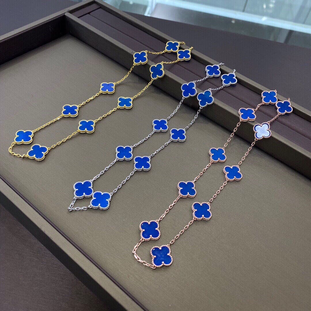 18K Celestial Vintage Alhambra Blue 10 Motifs Necklace