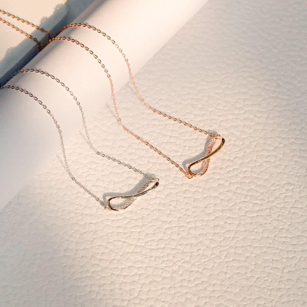 ELOREVA Infinity Love Necklace – 18K Rose Gold & Platinum Plated 925 Sterling Silver