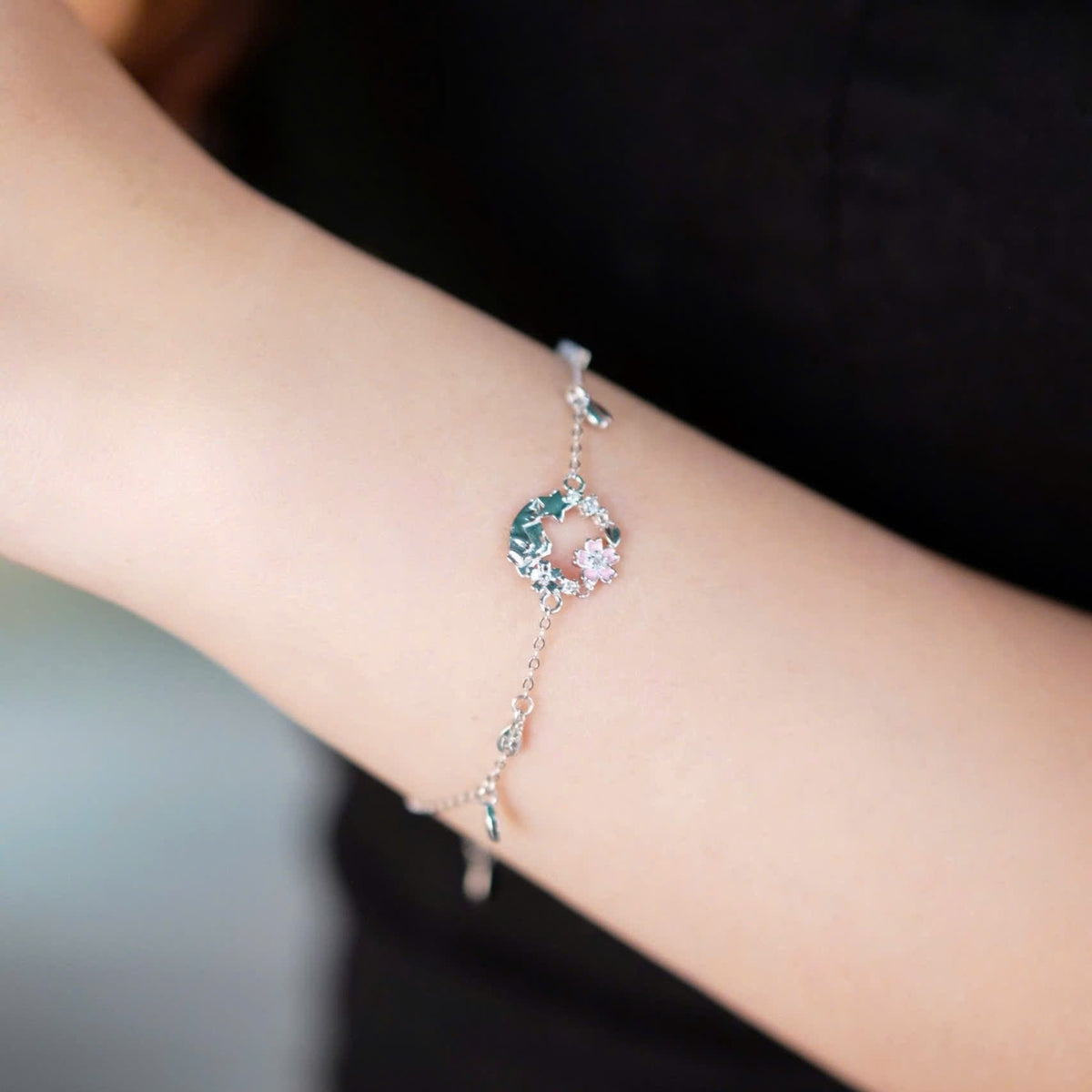ELOREVA Cherry Bloom Bracelet – Rose Gold & Platinum Plated 925 Sterling Silver