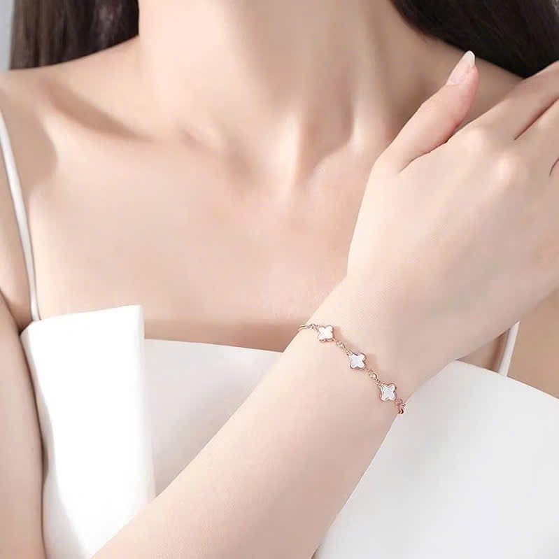 ELOREVA 18K Rose Gold Plated Clover Bracelet – Fancy Design in 925 Sterling Silver