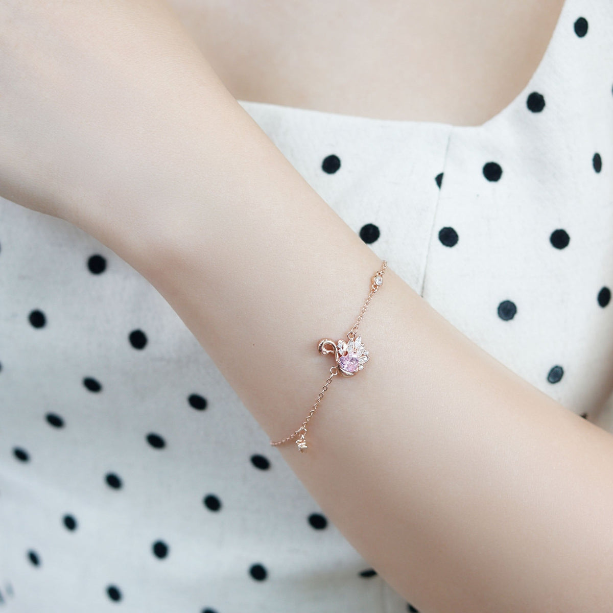 ELOREVA Fiona Swan Bracelet – 18K Rose Gold Plated 925 Sterling Silver