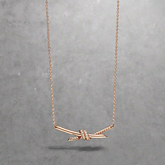 18K Celestial T Knot Pendant Diamond Necklace