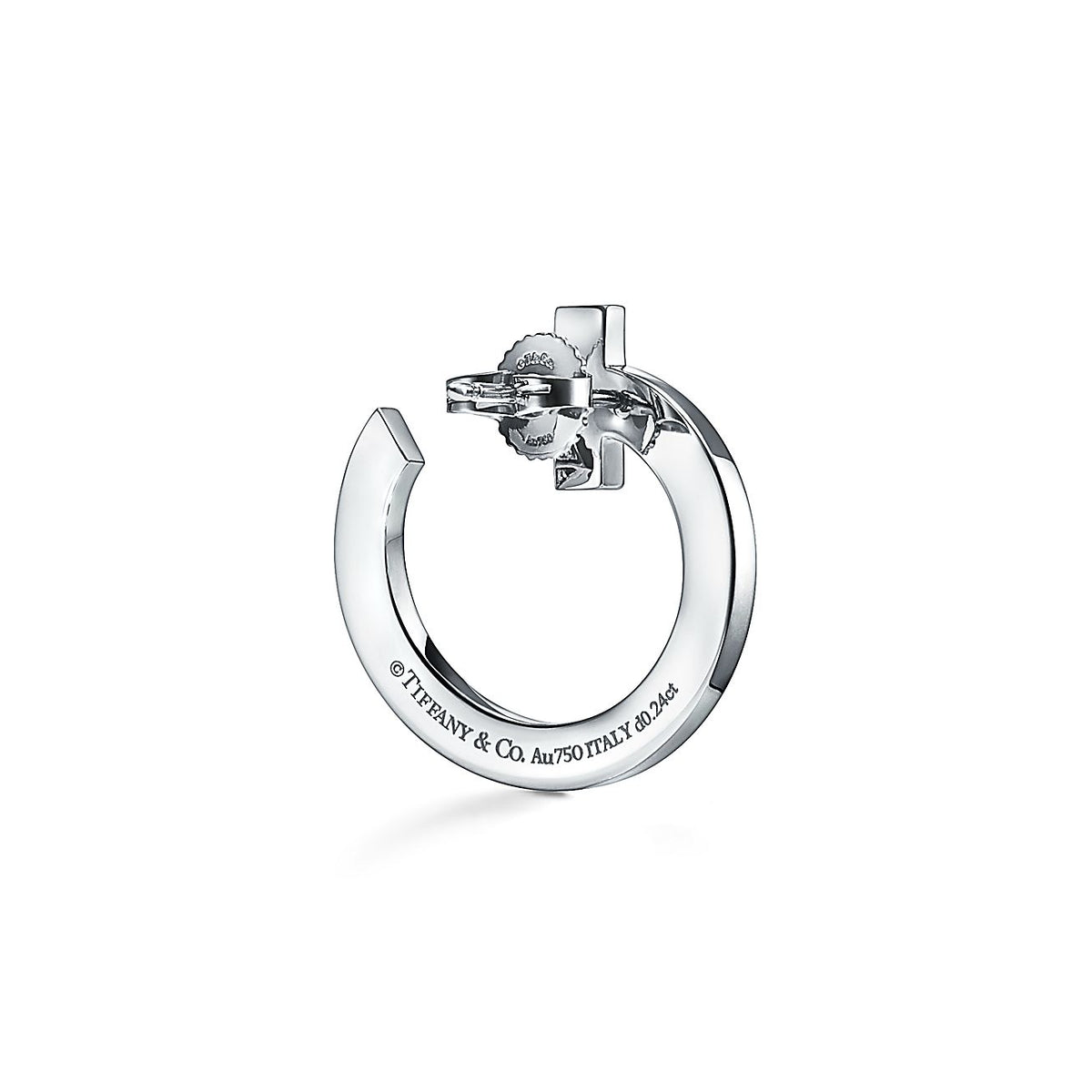 18K Celestial T T1 Open Hoop White Gold Earrings
