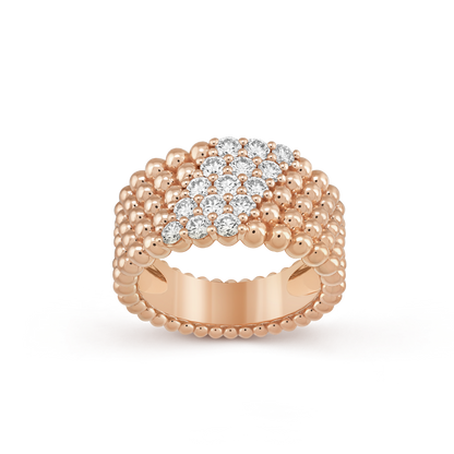 18K Celestial Perl̩e Diamonds Five Rows Ring
