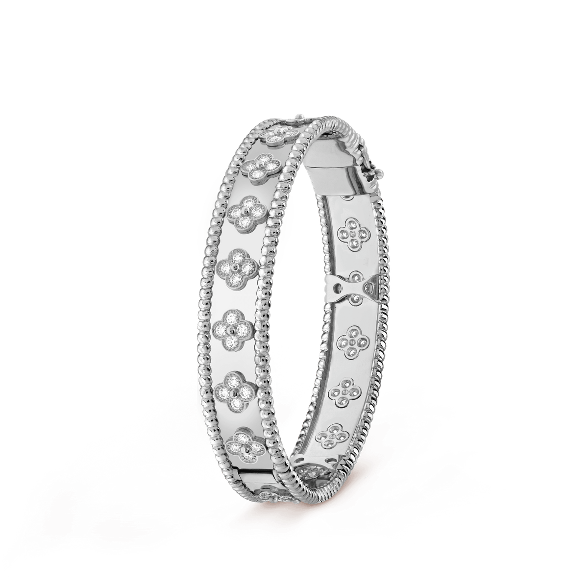 18K White Gold Perl̩e Clovers Bracelet