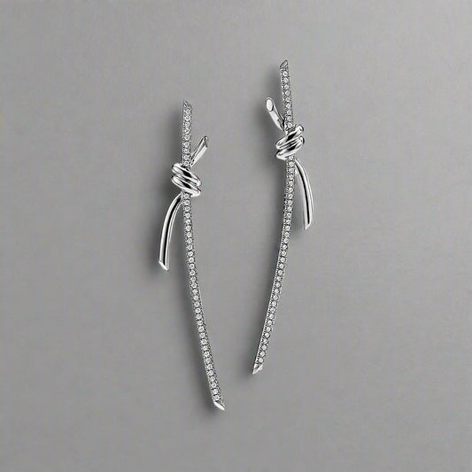 18K Celestial T Knot Drop Diamonds Earrings
