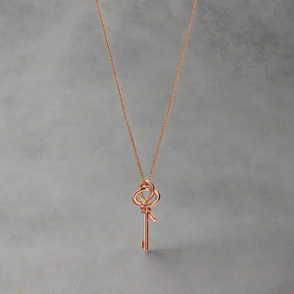 18K Celestial T Keys Woven Pink Diamonds Medium Necklace
