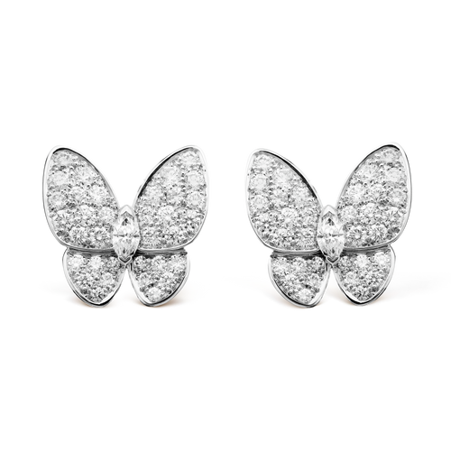 18k Two Butterfly Diamonds Earrings