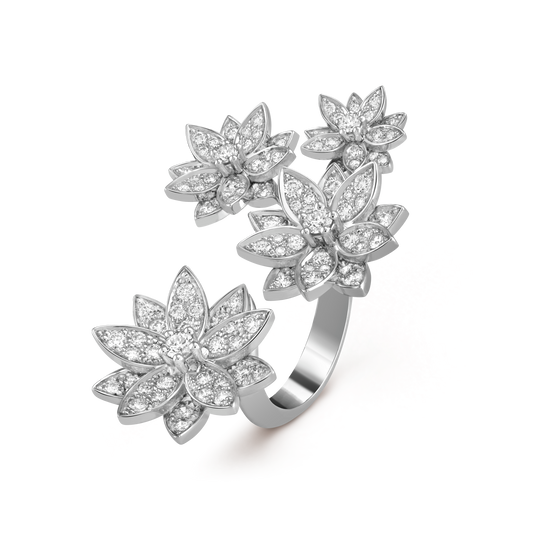 18K Lotus Between the Finger 4 Flowers Ring