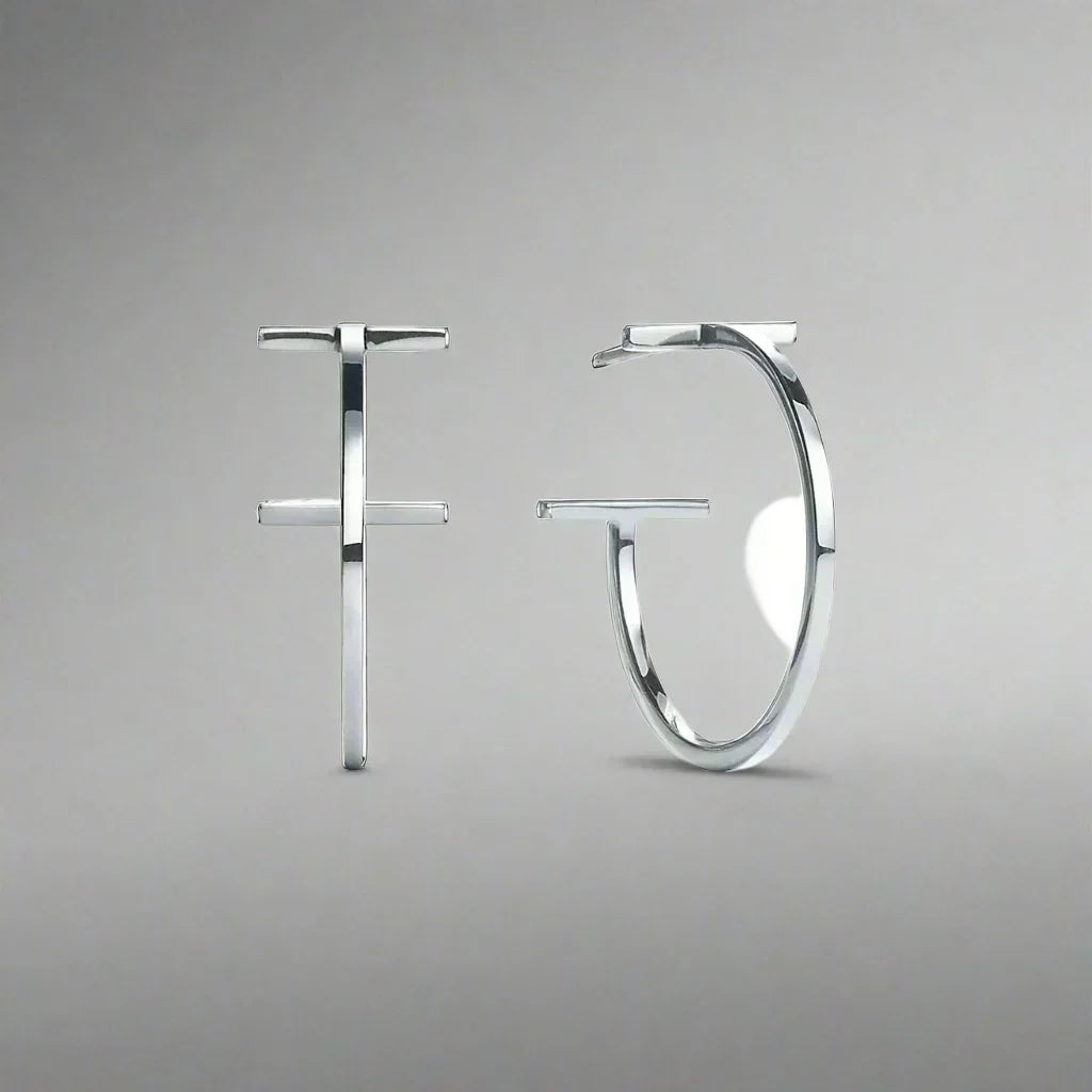 18K Celestial T Hoop Earrings