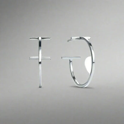 18K Celestial T Hoop Earrings