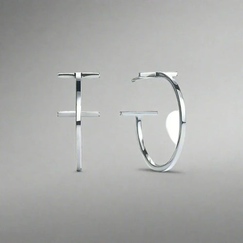 18K Celestial T Hoop Earrings