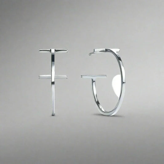 18K Celestial T Hoop Earrings