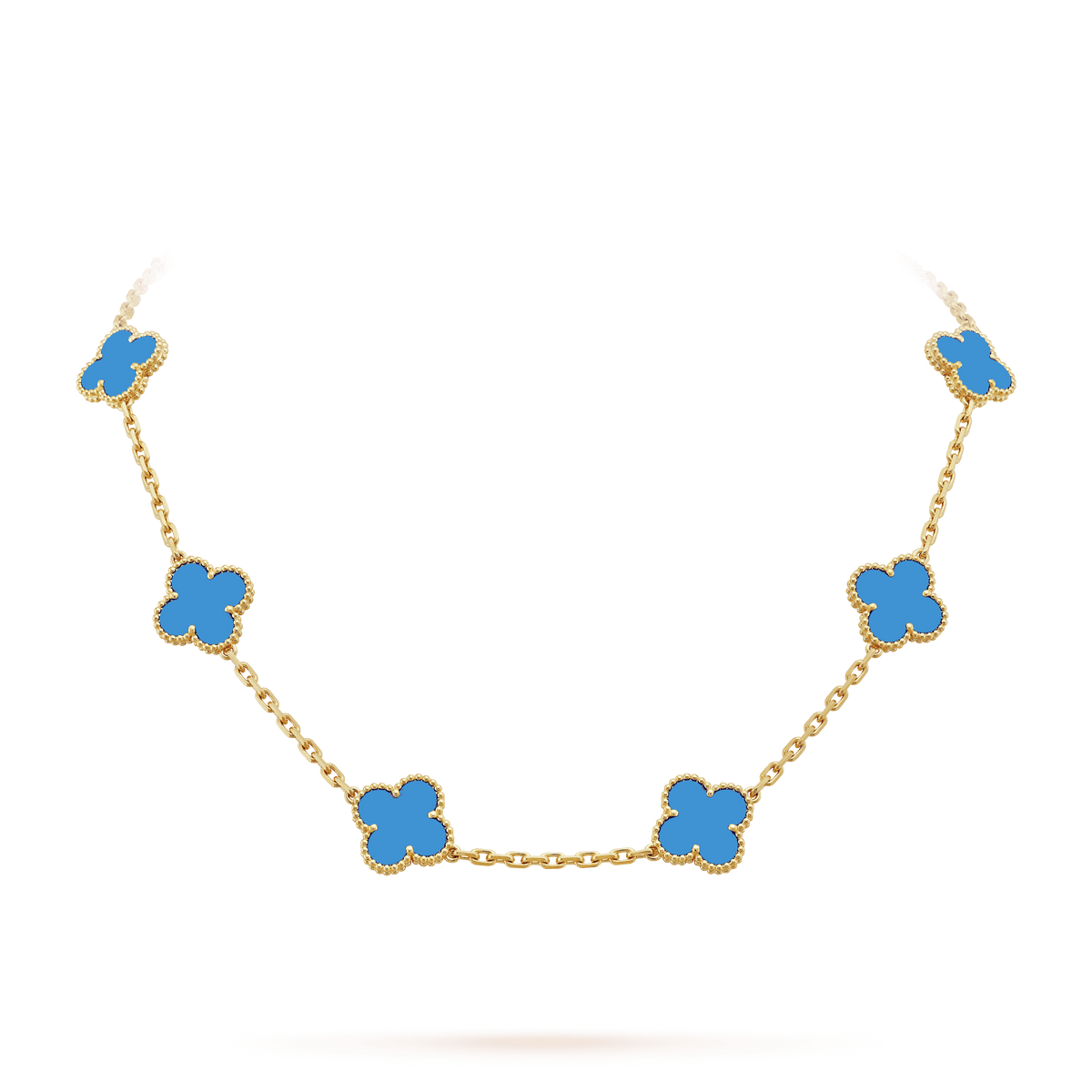 18K Celestial Vintage Alhambra Agate 10 Motifs Necklace