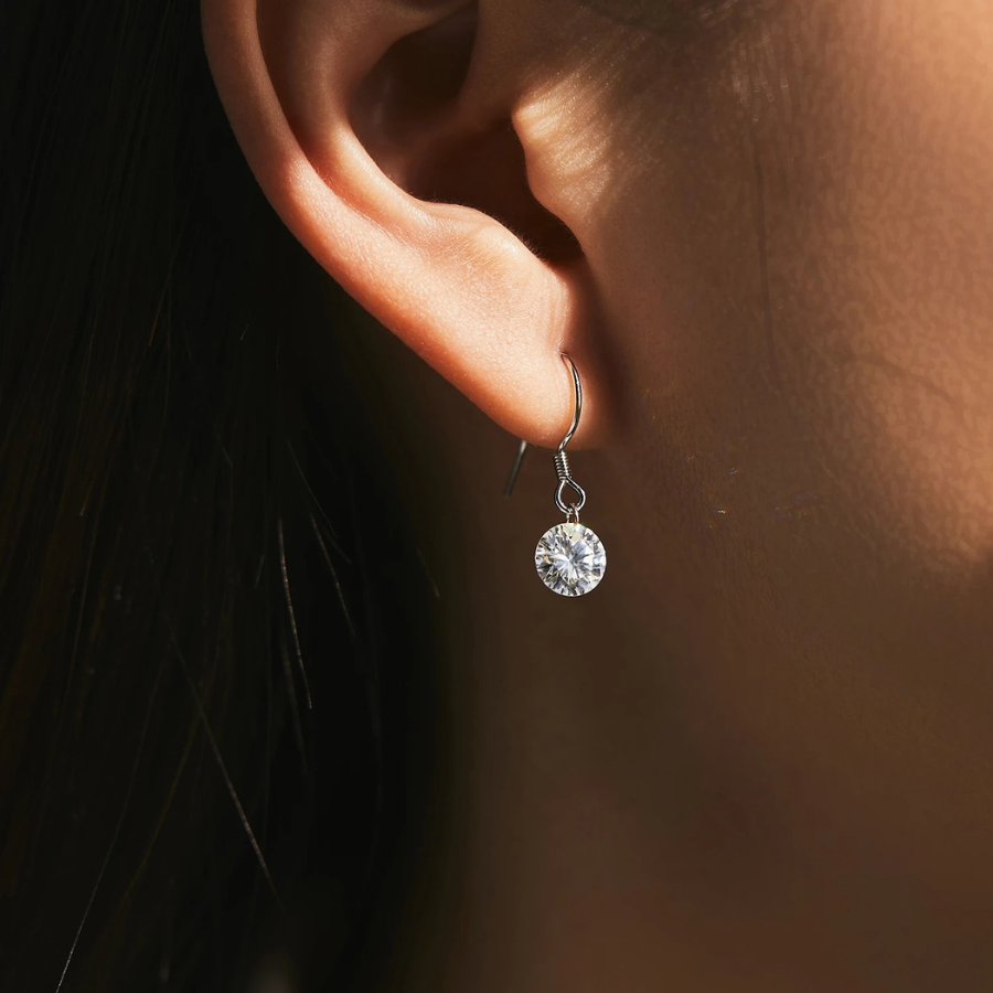 1CT D Color Moissanite Hook Earrings – 925 Sterling Silver