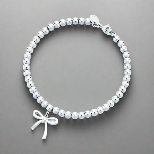18K Celestial T Bow Charm Bead Bracelet