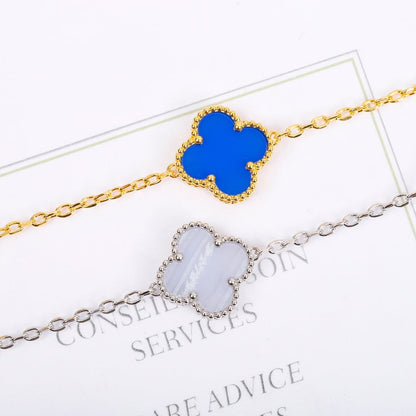 18K Celestial Vintage Alhambra Chalcedony 10 Motifs Necklace