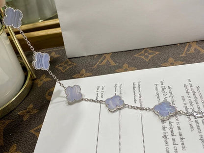 18K Celestial Vintage Alhambra Chalcedony 10 Motifs Necklace