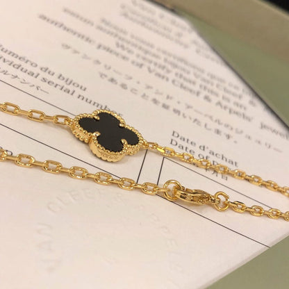 18K Celestial Vintage Alhambra Black 10 Motifs Clover Necklace