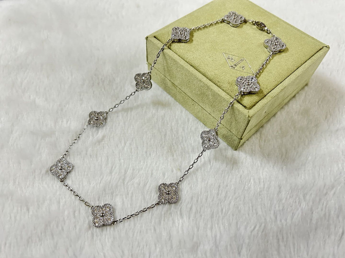 18K Celestial Vintage Alhambra Diamonds 10 Motifs Necklace