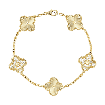 18K Vintage Alhambra Five Motifs Diamonds Bracelet