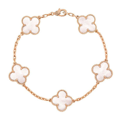 18K Vintage Alhambra Five Motifs Pearl Bracelet
