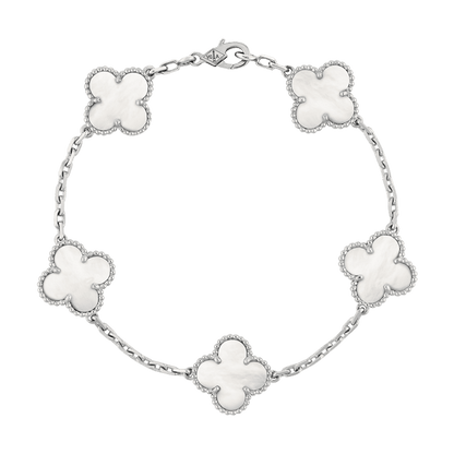 18K Vintage Alhambra Five Motifs Pearl Bracelet