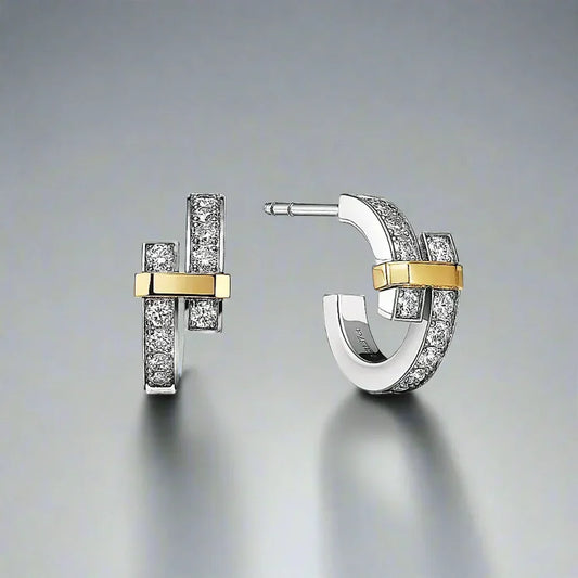 18K Celestial T Edge Hoop Earrings