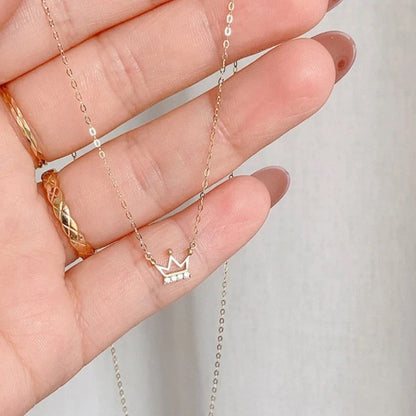 ELOREVA 18K Gold Plated Crown Necklace – 925 Sterling Silver