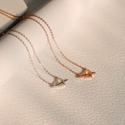 ELOREVA Fondness Heart Necklace – 18K Rose Gold & Platinum Plated 925 Sterling Silver