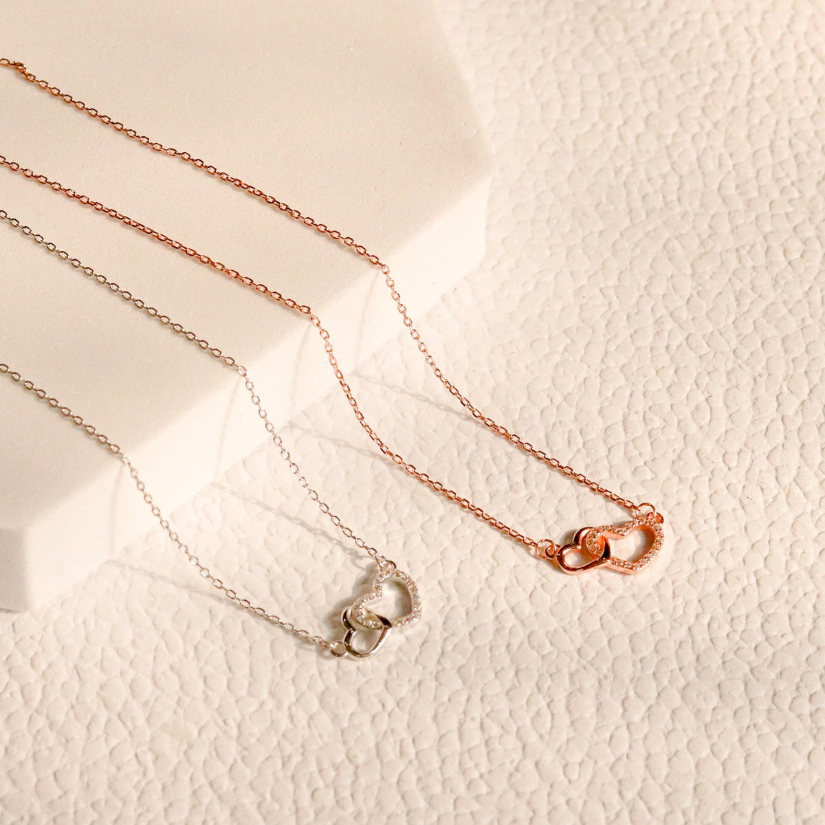 ELOREVA Soulmate Heart Necklace – 18K Rose Gold & Platinum Plated 925 Sterling Silver