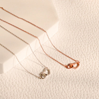 ELOREVA Soulmate Heart Necklace – 18K Rose Gold & Platinum Plated 925 Sterling Silver