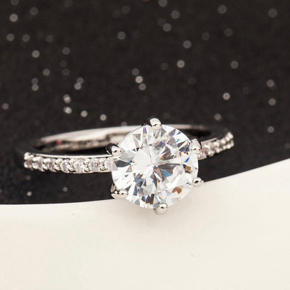 ELOREVA 7mm Moissanite Ring GRA – Platinum Plated 925 Sterling Silver