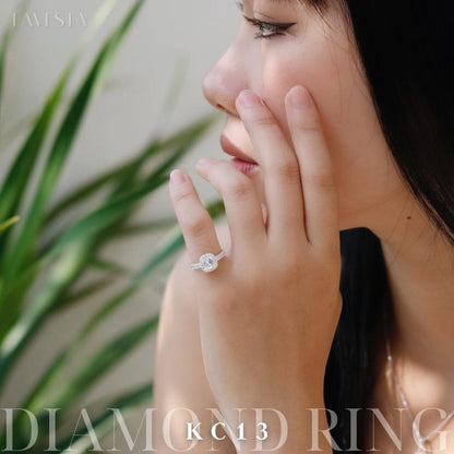 ELOREVA 5mm Square Moissanite Ring GRA ELVDA13 – Platinum Plated 925 Sterling Silver