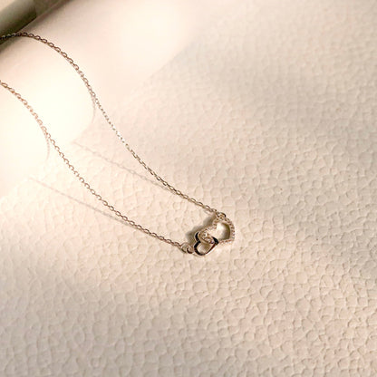 ELOREVA Soulmate Heart Necklace – 18K Rose Gold & Platinum Plated 925 Sterling Silver
