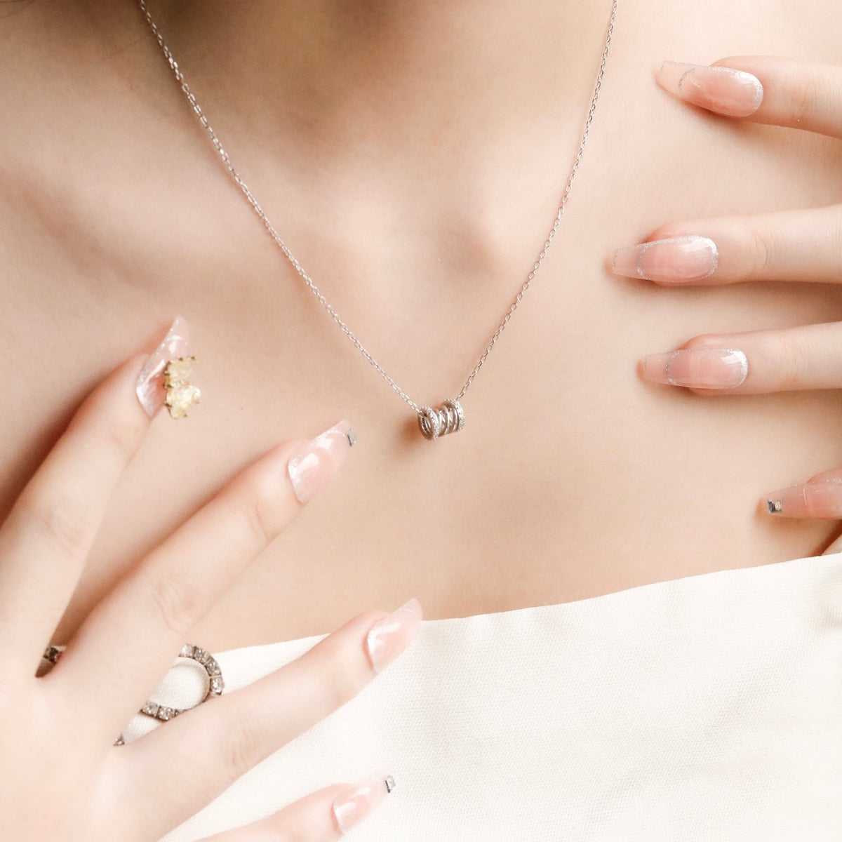 ELOREVA Longing Necklace – 18K Rose Gold & Platinum Plated 925 Sterling Silver