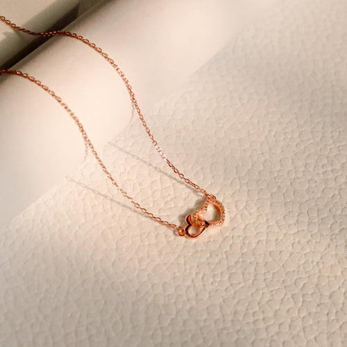 ELOREVA Soulmate Heart Necklace – 18K Rose Gold & Platinum Plated 925 Sterling Silver