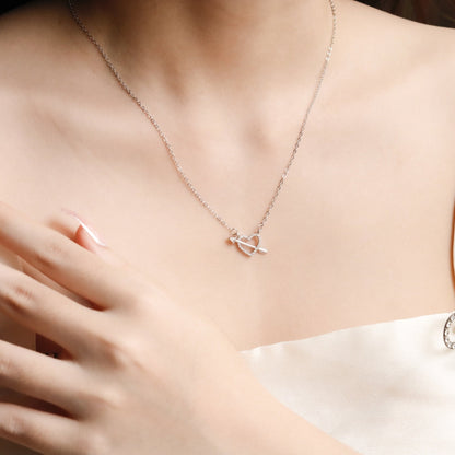 ELOREVA Fondness Heart Necklace – 18K Rose Gold & Platinum Plated 925 Sterling Silver