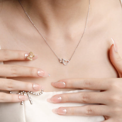 ELOREVA Soulmate Heart Necklace – 18K Rose Gold & Platinum Plated 925 Sterling Silver
