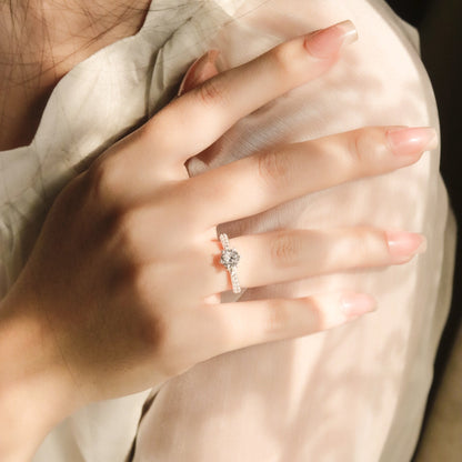 ELOREVA 6mm Moissanite Engagement Ring GRA ELVDA24 – 925 Sterling Silver