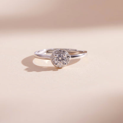 ELOREVA 5mm Moissanite Ring GRA ELVDA104 – Platinum Plated 925 Sterling Silver (Adjustable)