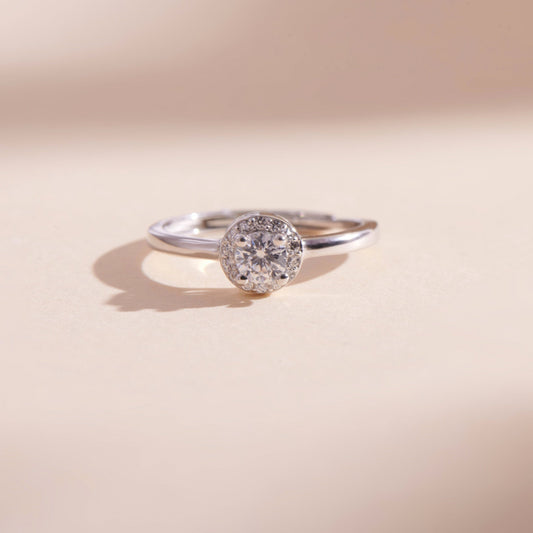 ELOREVA 5mm Moissanite Ring GRA ELVDA104 – Platinum Plated 925 Sterling Silver (Adjustable)