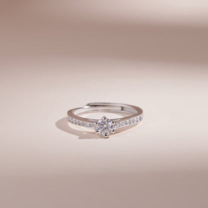 ELOREVA 4mm Moissanite Ring GRA ELVDA90 – Platinum Plated 925 Sterling Silver (Adjustable)