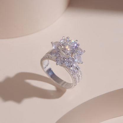ELOREVA 8mm Moissanite Ring GRA ELVDA08 – Platinum Plated 925 Sterling Silver