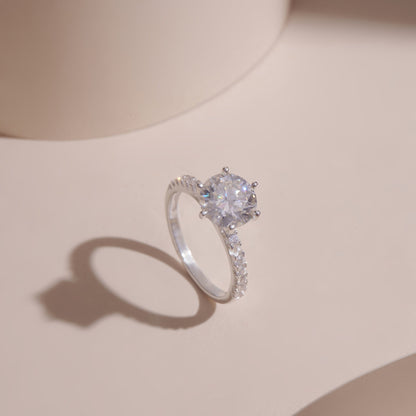 ELOREVA 7mm Moissanite Ring GRA – Platinum Plated 925 Sterling Silver