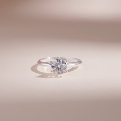 ELOREVA 7mm Moissanite Engagement Ring GRA – Platinum Plated 925 Sterling Silver