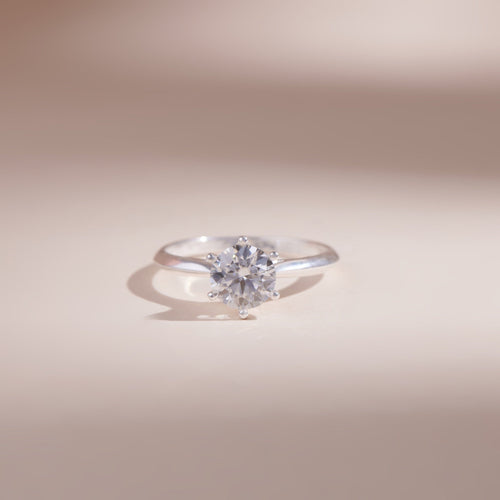 ELOREVA 7mm Moissanite Engagement Ring GRA – Platinum Plated 925 Sterling Silver