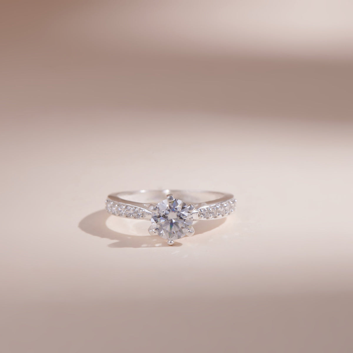 ELOREVA 6mm Moissanite Engagement Ring GRA ELVDA24 – 925 Sterling Silver