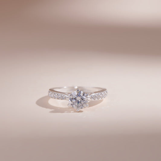 ELOREVA 6mm Moissanite Engagement Ring GRA ELVDA24 – 925 Sterling Silver