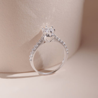 ELOREVA 5mm Moissanite Ring GRA ELVDA52 – Platinum Plated 925 Sterling Silver